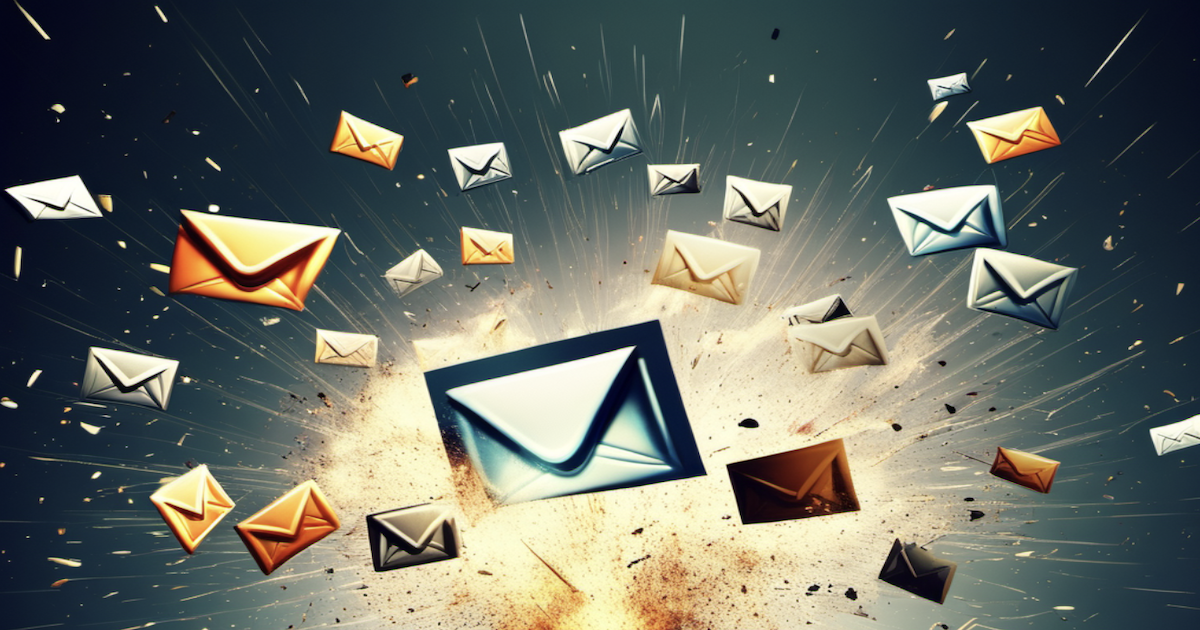 A bunch of mail exploding in the air.