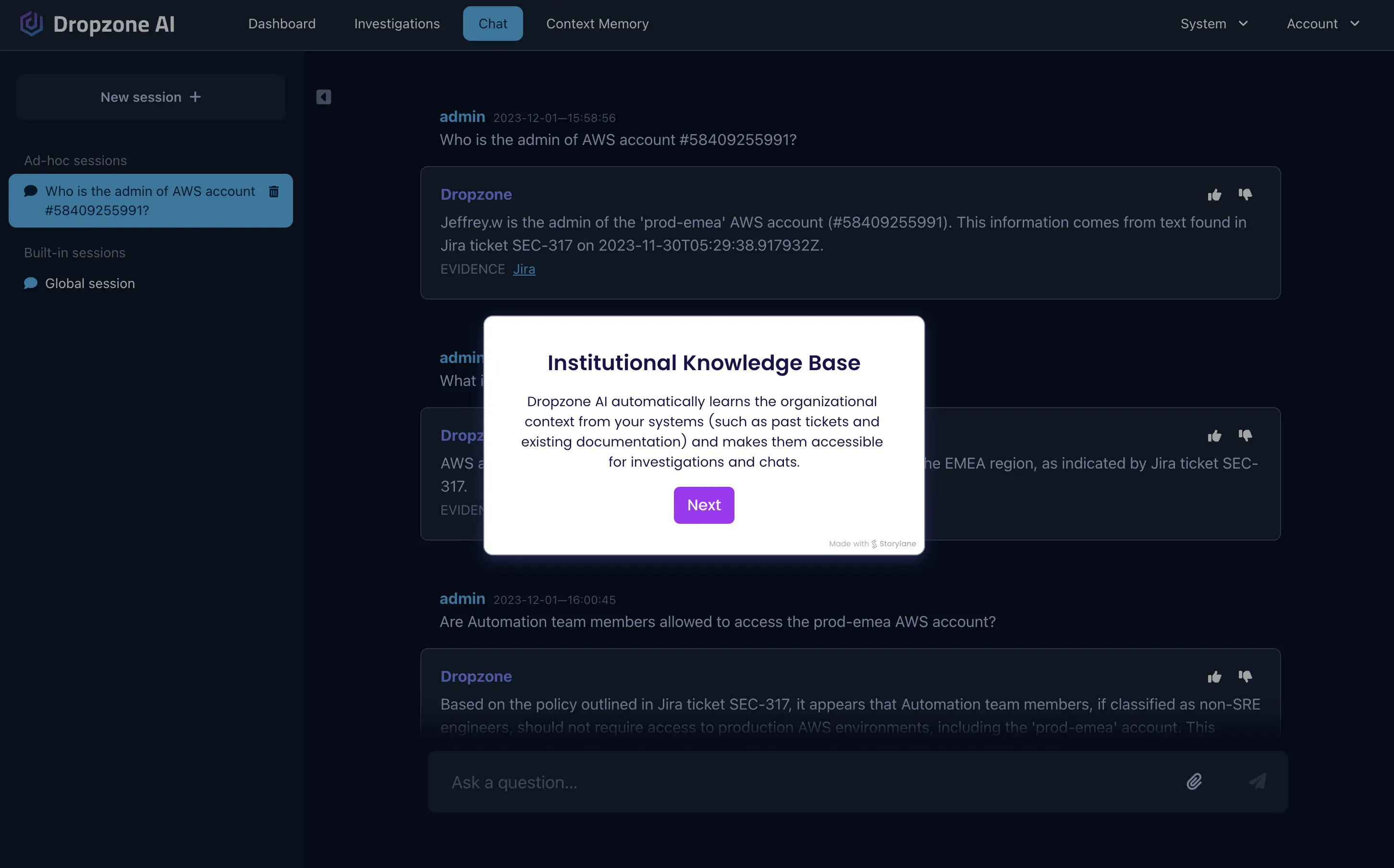 A screenshot of a webpage with a purple button that says "Institutional Knowledge Base."