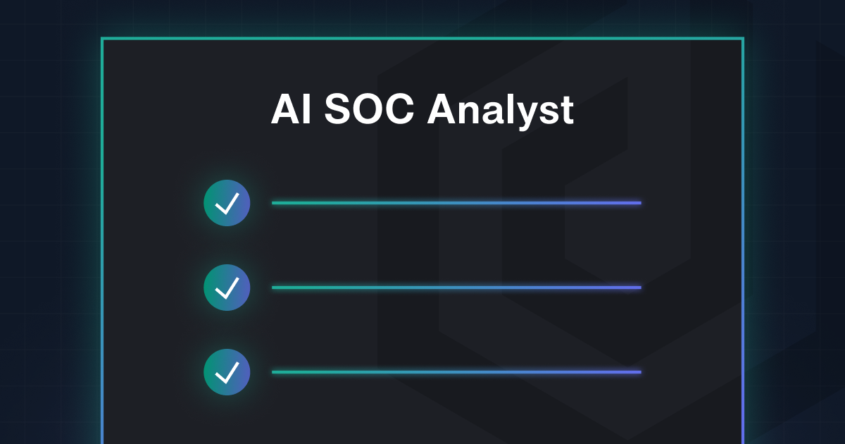 A blue checkmark next to a black box that says AI SOC Analyst.