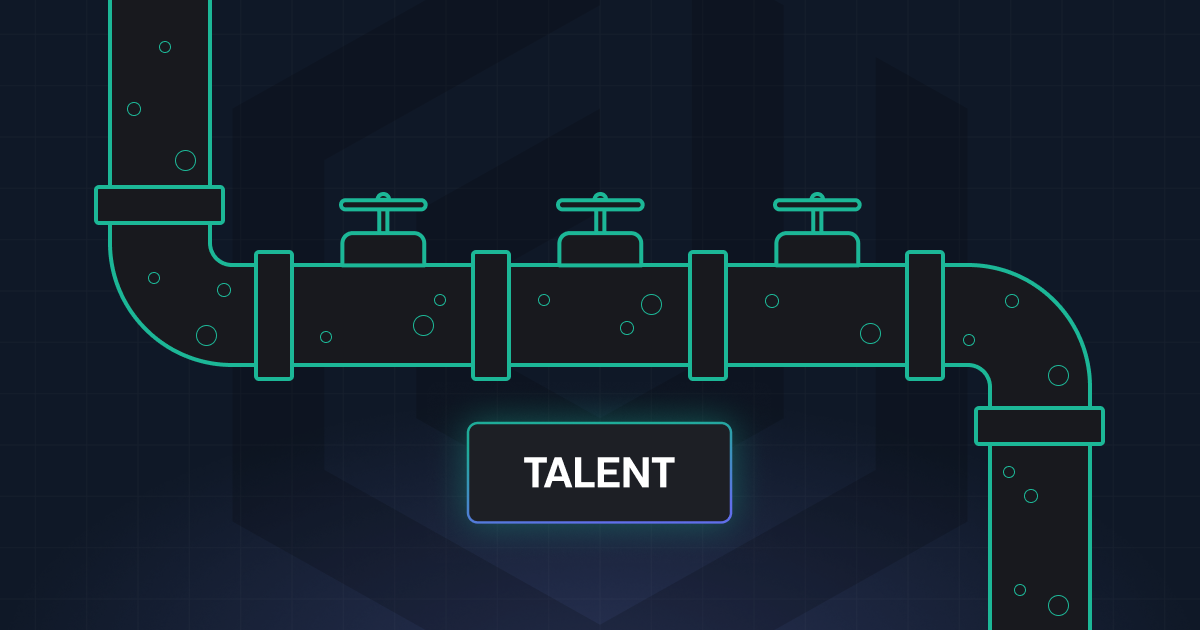 Dropzone AI talent pipeline graphic showing water pipe design representing cybersecurity talent development